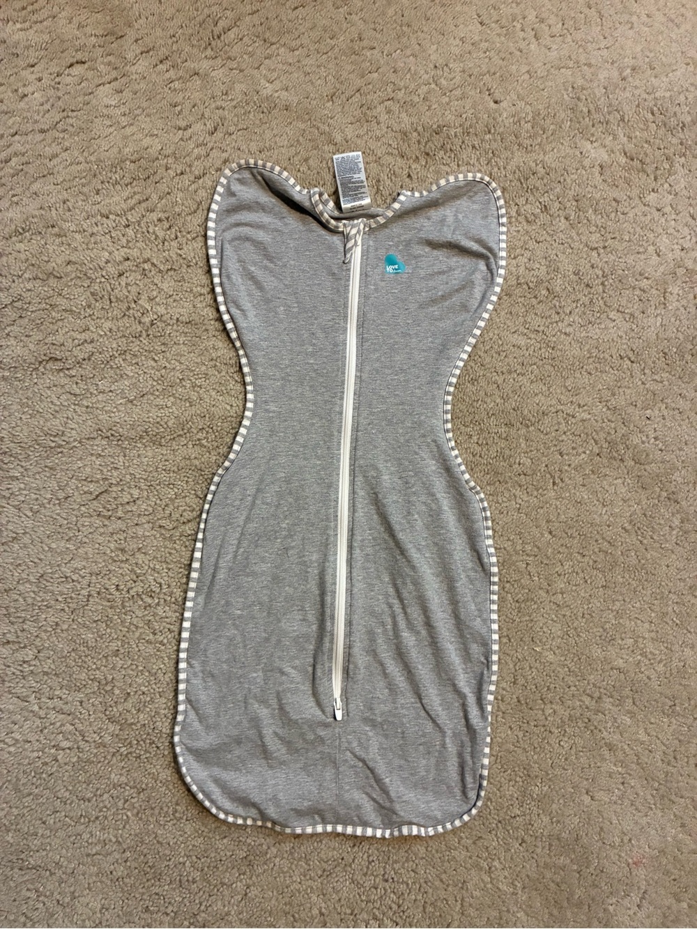 Love to dream Gray Zip-Front Swaddle Sleep Sack with Stripe Trim